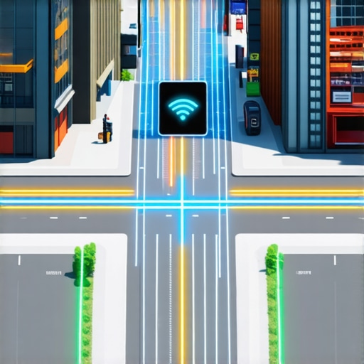 A digital visualization of hidden local signals like WiFi and community mentions connecting a business to Google Maps.