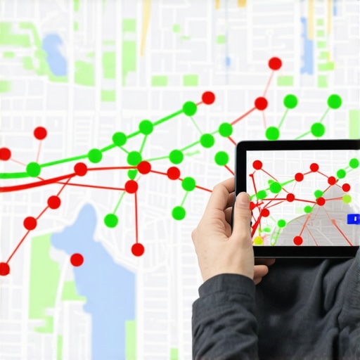 Local search grid tracking map rankings across a city neighborhood