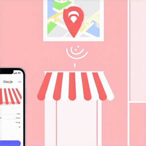 Diagram of a smartphone connecting to business Wi-Fi to signal real-world store visits to Google Maps.